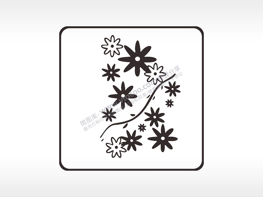 花朵植物方形挂件激光雕刻AI8.0格式激光打标文件通用矢量图