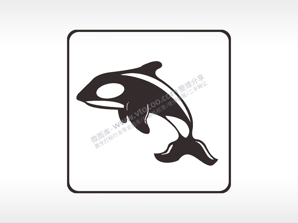 虎鲸海洋动物方形挂件激光雕刻AI8.0格式激光打标文件通用矢量图