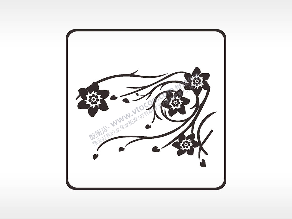 花朵植物方形挂件激光雕刻AI8.0格式激光打标文件通用矢量图