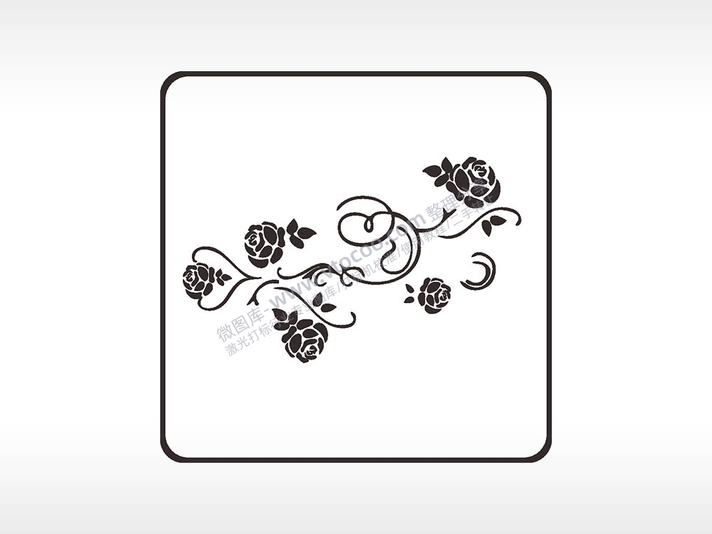 花朵植物藤曼方形挂件激光雕刻AI8.0格式激光打标文件通用矢量图