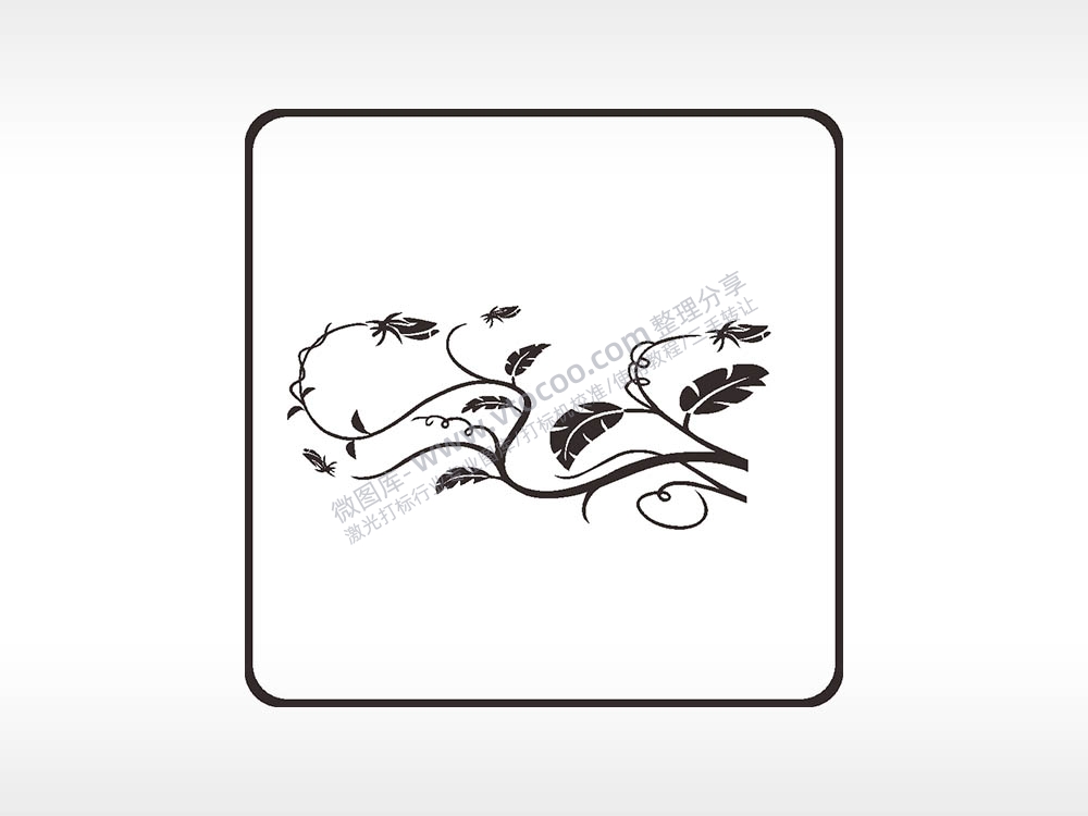 叶子树枝方形挂件激光雕刻AI8.0格式激光打标文件通用矢量图