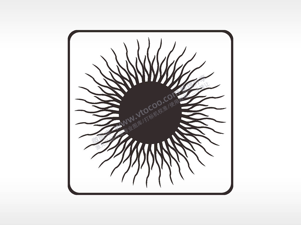 黑太阳方形挂件激光雕刻AI8.0格式激光打标文件通用矢量图