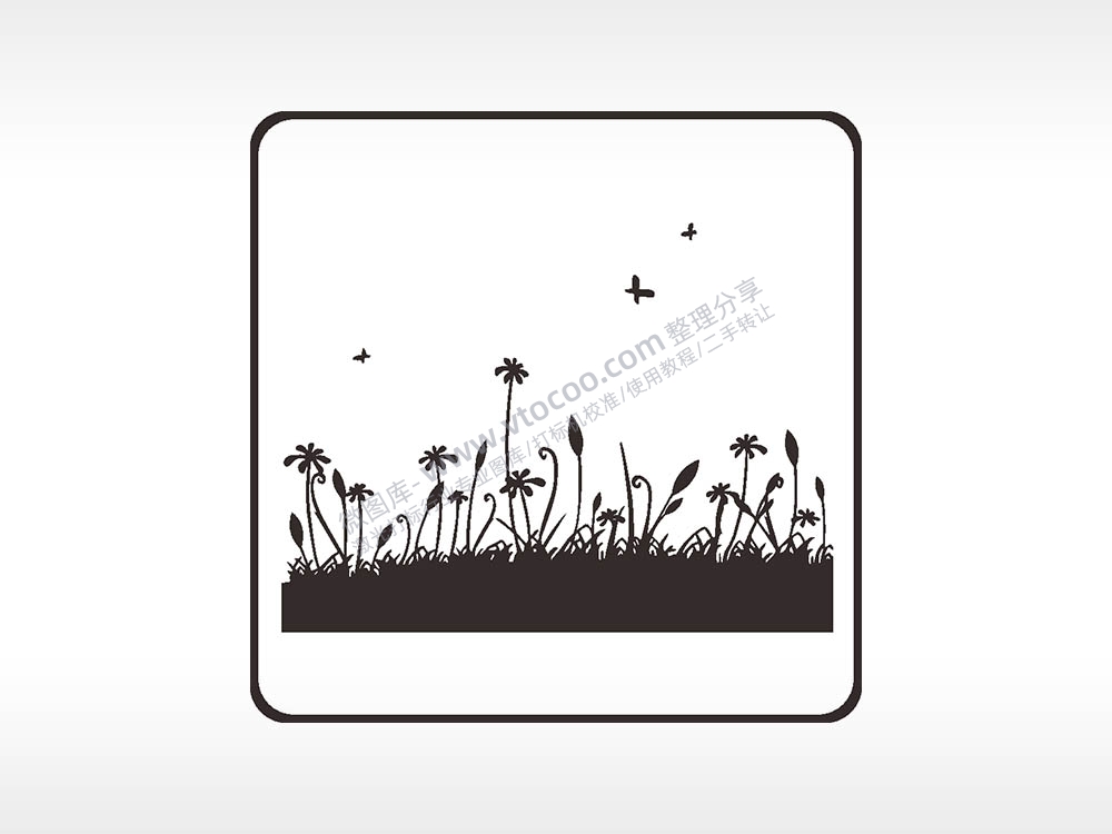 草地植物方形挂件激光雕刻AI8.0格式激光打标文件通用矢量图