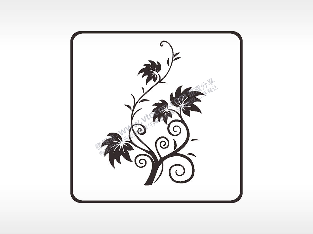藤蔓简笔画方形挂件激光雕刻AI8.0格式激光打标文件通用矢量图