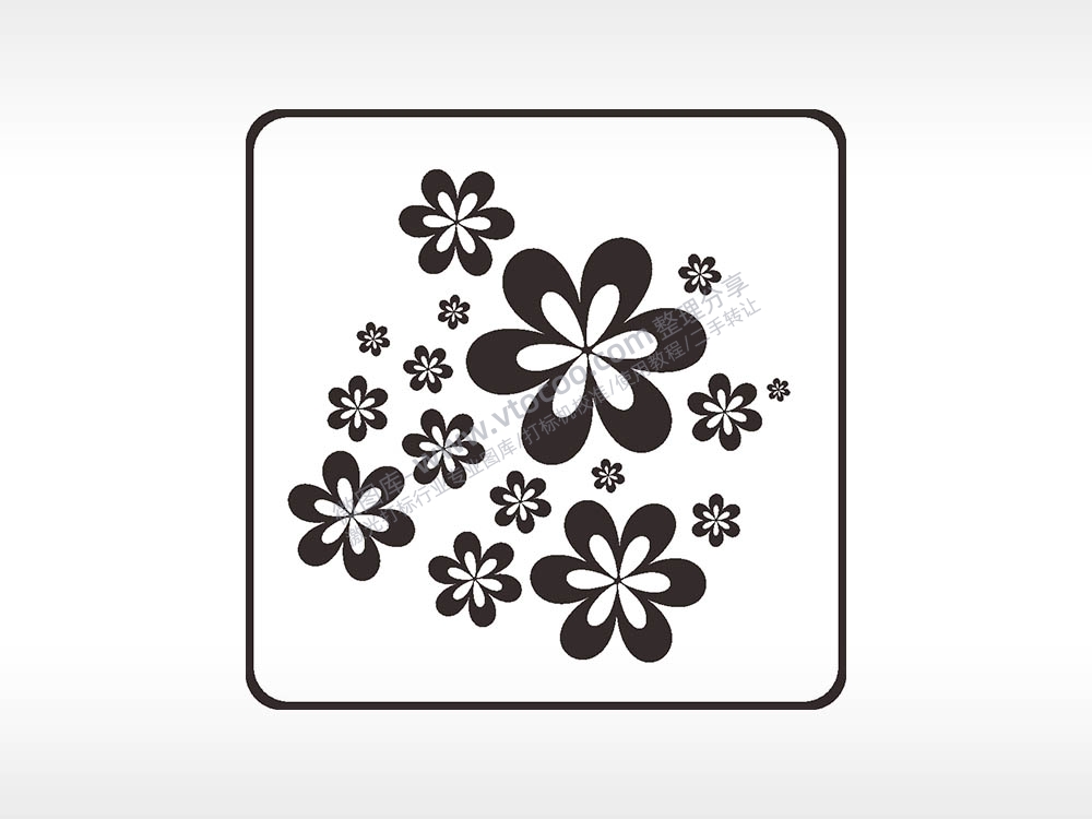 花朵植物方形挂件激光雕刻AI8.0格式激光打标文件通用矢量图