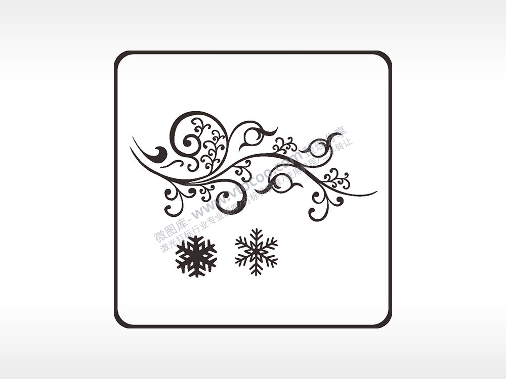 雪花藤曼植物方形挂件激光雕刻AI8.0格式激光打标文件通用矢量图