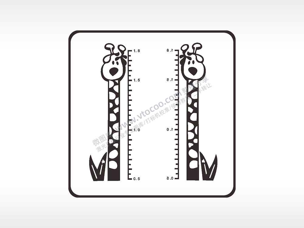 1米8长颈鹿方形挂件雕刻AI8.0格式激光打标文件通用矢量图