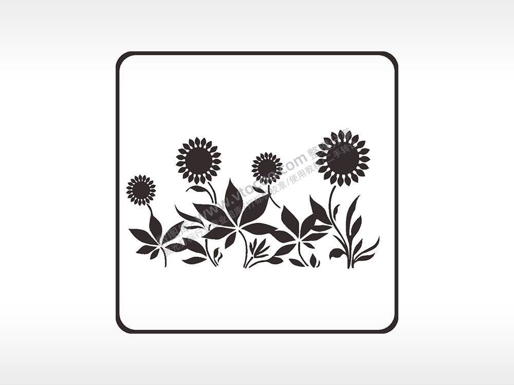 向日葵植物方形挂件激光雕刻AI8.0格式激光打标文件通用矢量图