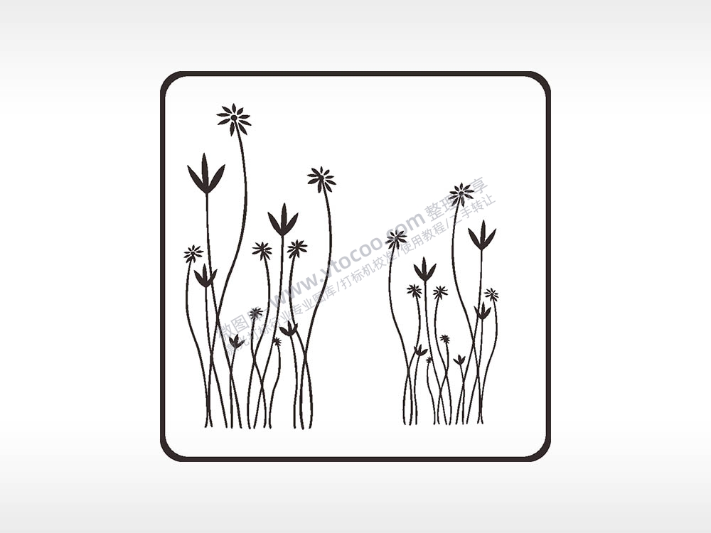 花草剪影植物方形挂件雕刻AI8.0格式激光打标文件通用矢量图