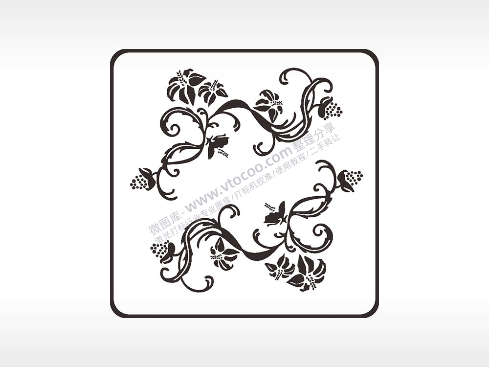 花蕾花朵植物方形挂件激光雕刻AI8.0格式激光打标文件通用矢量图