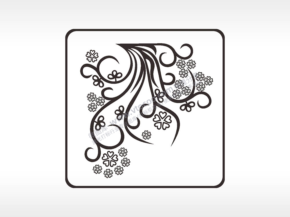 藤曼花朵植物方形挂件激光雕刻AI8.0格式激光打标文件通用矢量图