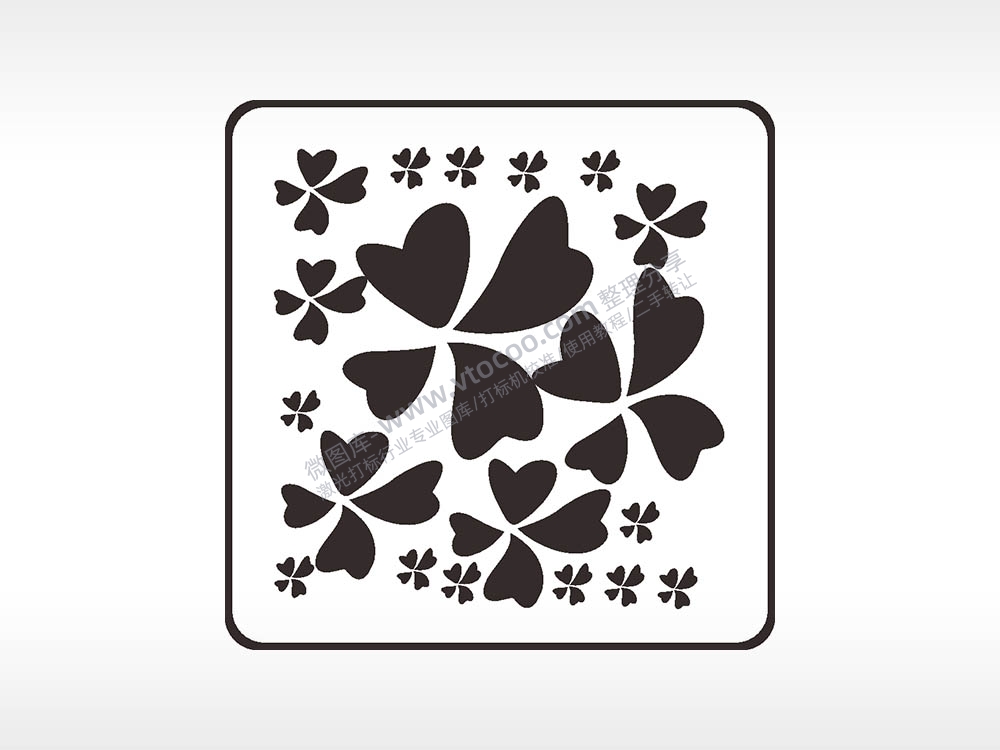 四叶草花朵方形挂件激光雕刻AI8.0格式激光打标文件通用矢量图