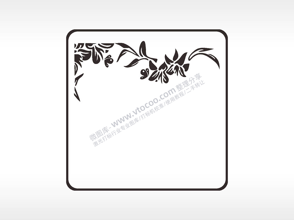 花框花朵植物方形挂件激光雕刻AI8.0格式激光打标文件通用矢量图