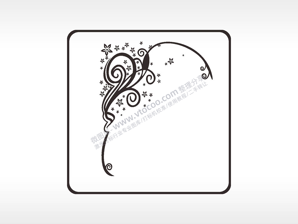 花边框植物方形挂件激光雕刻AI8.0格式激光打标文件通用矢量图