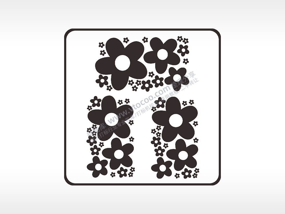 花朵花束植物方形挂件激光雕刻AI8.0格式激光打标文件通用矢量图