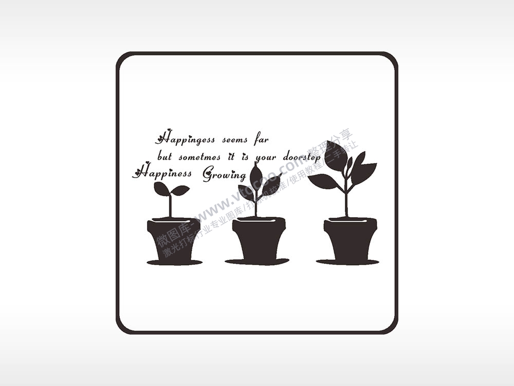 火苗花盆英文方形挂件激光雕刻AI8.0格式激光打标文件通用矢量图