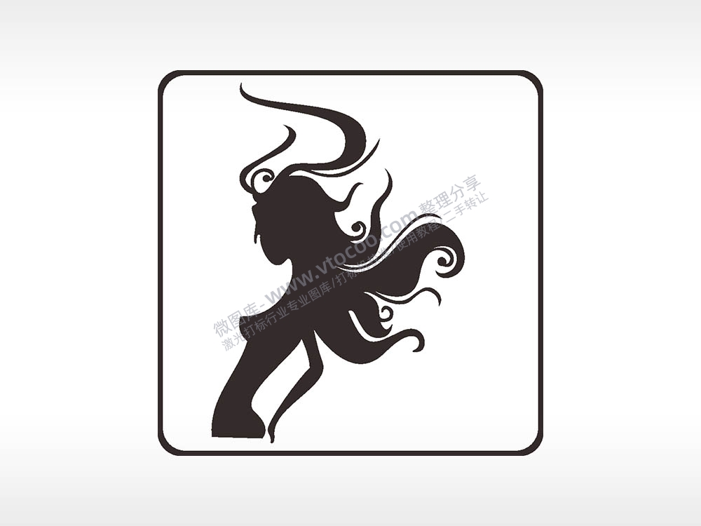 仙女方形挂件激光雕刻AI8.0格式激光打标文件通用矢量图