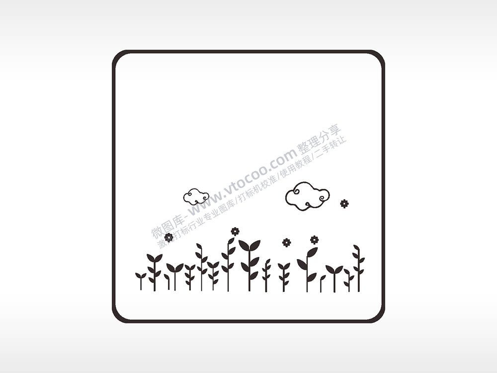 白云草花朵大自然方形挂件雕刻AI8.0格式激光打标文件通用矢量图