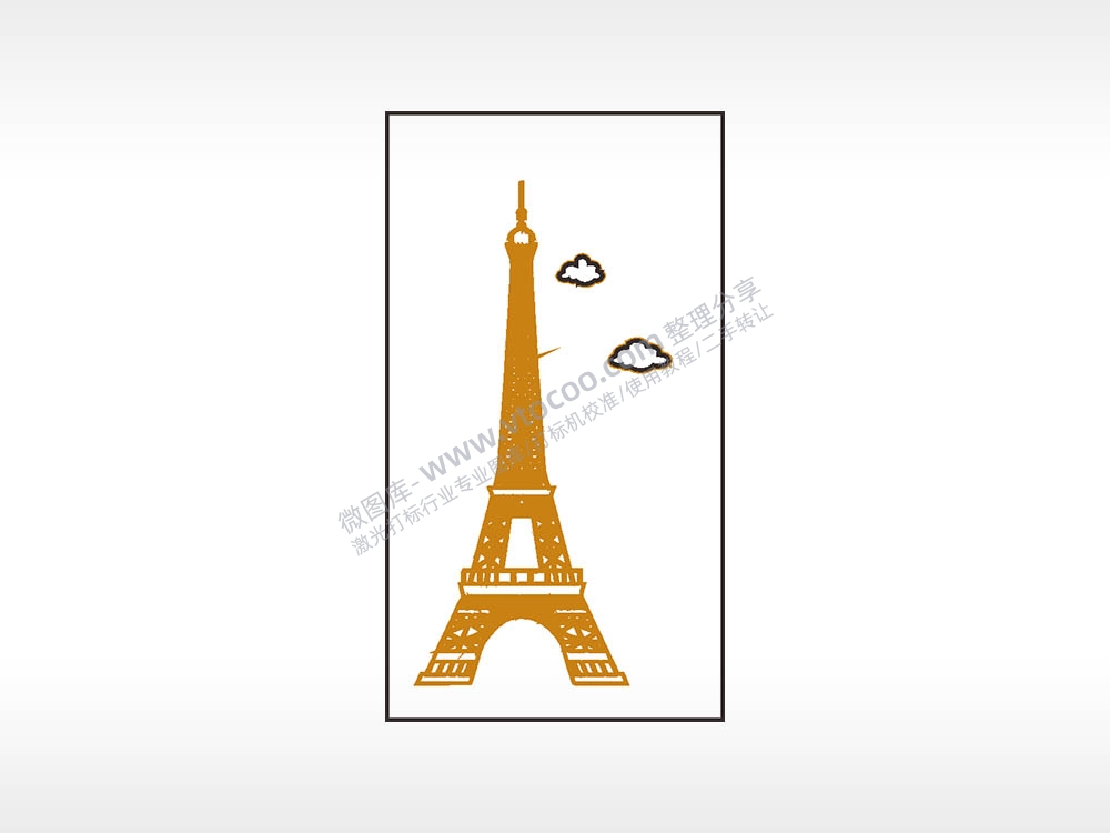 埃菲尔铁塔建筑木牌打火机AI8.0格式激光打标文件通用矢量图