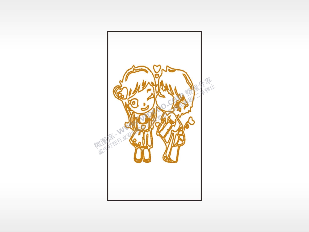 情侣亲嘴爱情木牌打火机AI8.0格式激光打标文件通用矢量图
