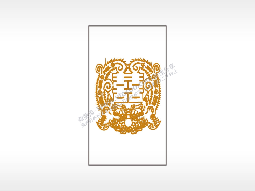 创意喜字木牌打火机AI8.0格式激光打标文件通用矢量图