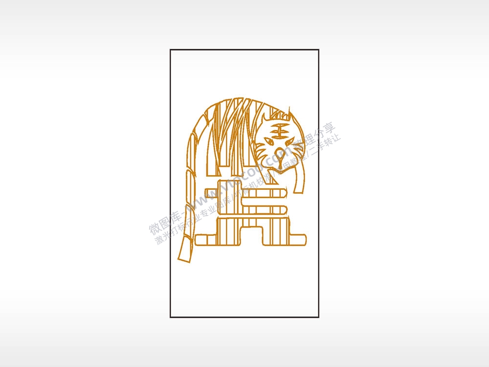 老虎动物木牌打火机AI8.0格式激光打标文件通用矢量图