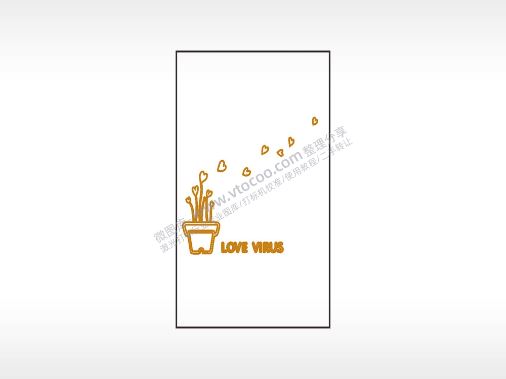 LOVE VIRUS花盆爱心木牌打火机AI8.0格式激光打标文件通用矢量图
