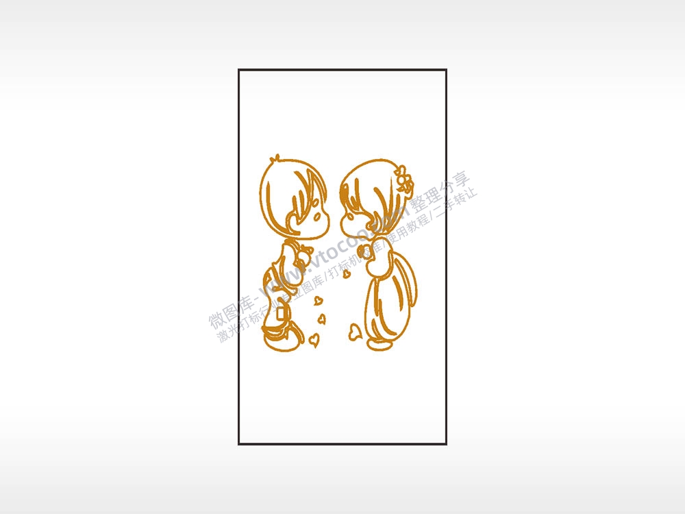 情侣对视爱情木牌打火机AI8.0格式激光打标文件通用矢量图