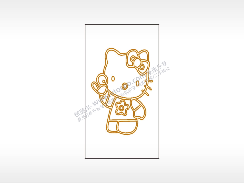 Hello Kitty 卡通木牌打火机AI8.0格式激光打标文件通用矢量图