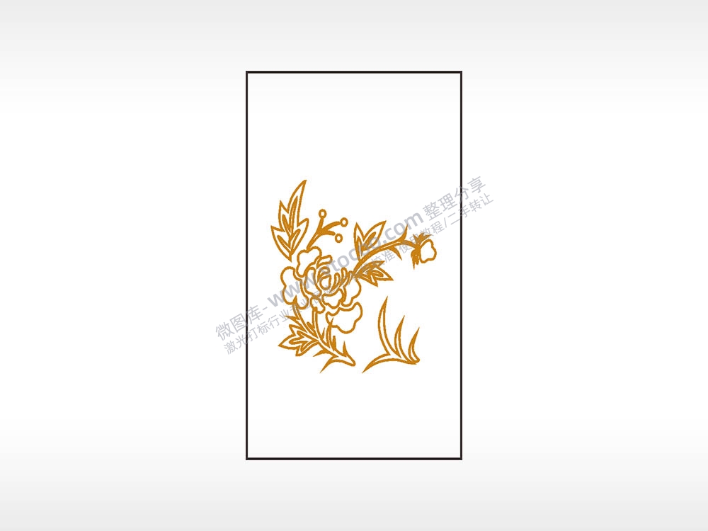 牡丹花线稿植物木牌打火机AI8.0格式激光打标文件通用矢量图