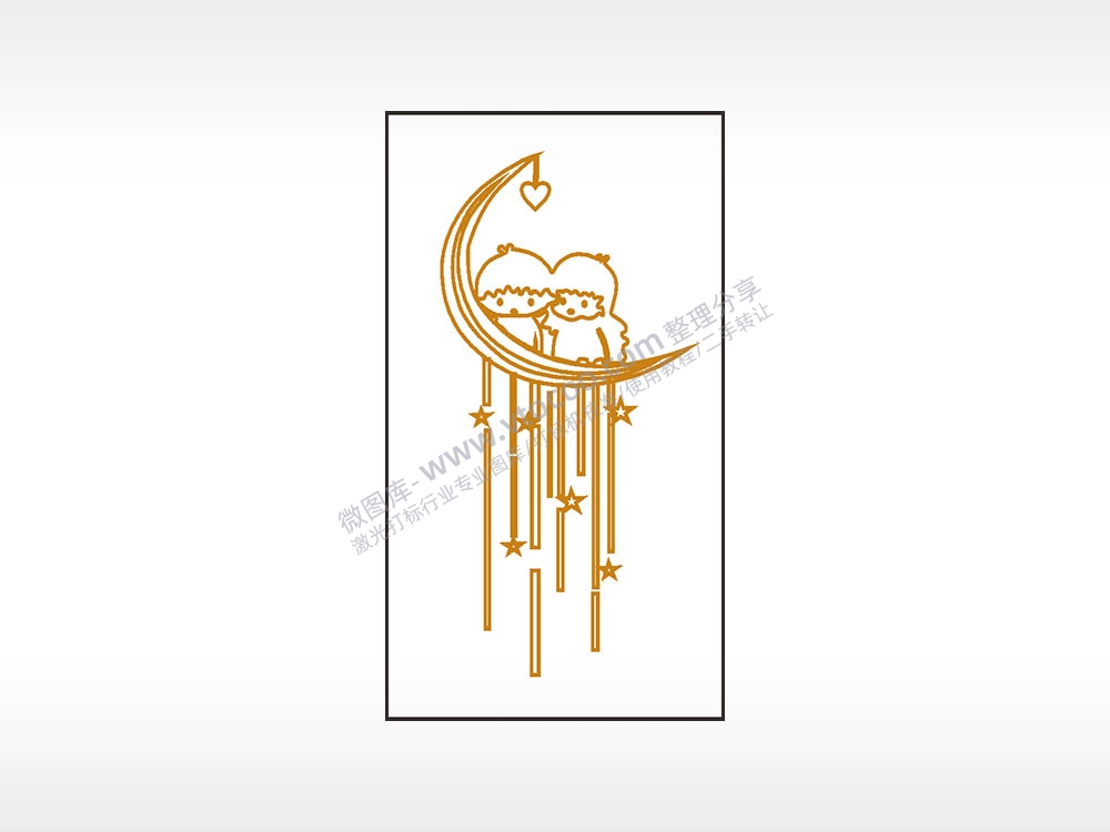 月亮星星情侣木牌打火机AI8.0格式激光打标文件通用矢量图