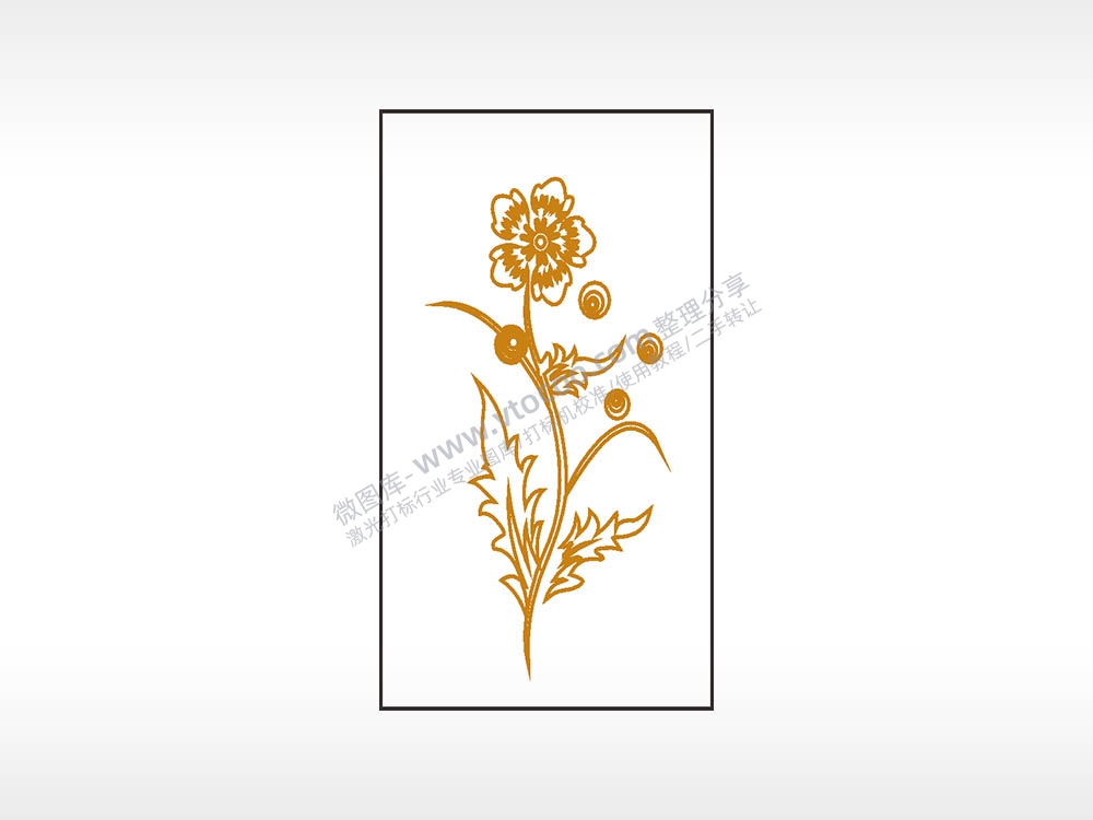 花卉植物木牌打火机AI8.0格式激光打标文件通用矢量图