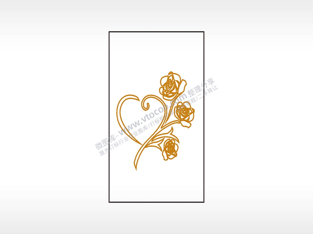 玫瑰花爱心木牌打火机AI8.0格式激光打标文件通用矢量图