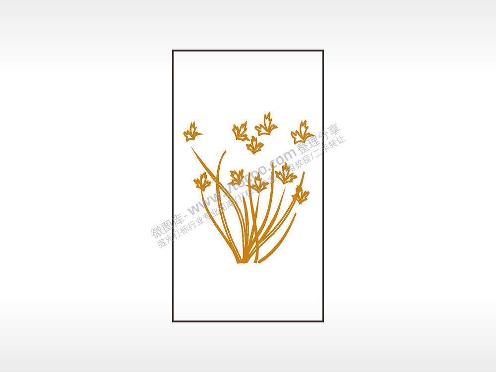 兰花草植物木牌打火机AI8.0格式激光打标文件通用矢量图