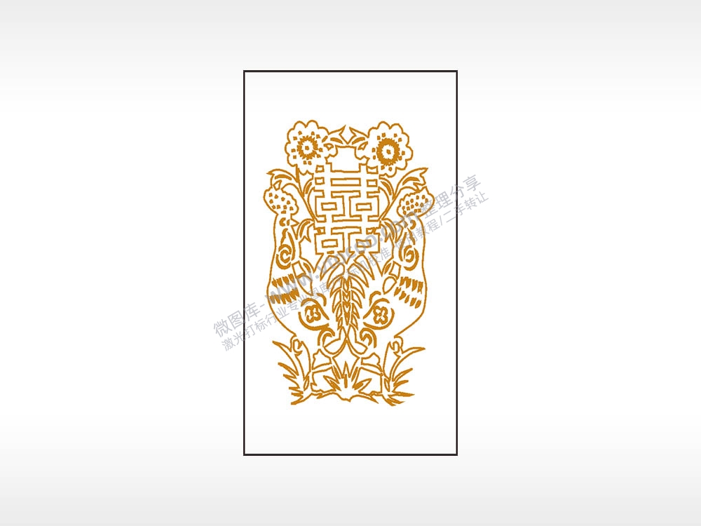 喜字花草木牌打火机AI8.0格式激光打标文件通用矢量图