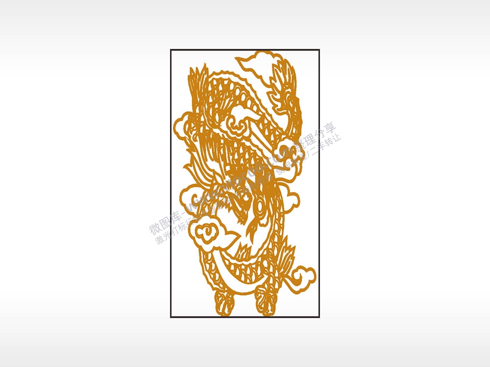 腾云驾雾龙图腾木牌打火机AI8.0格式激光打标文件通用矢量图