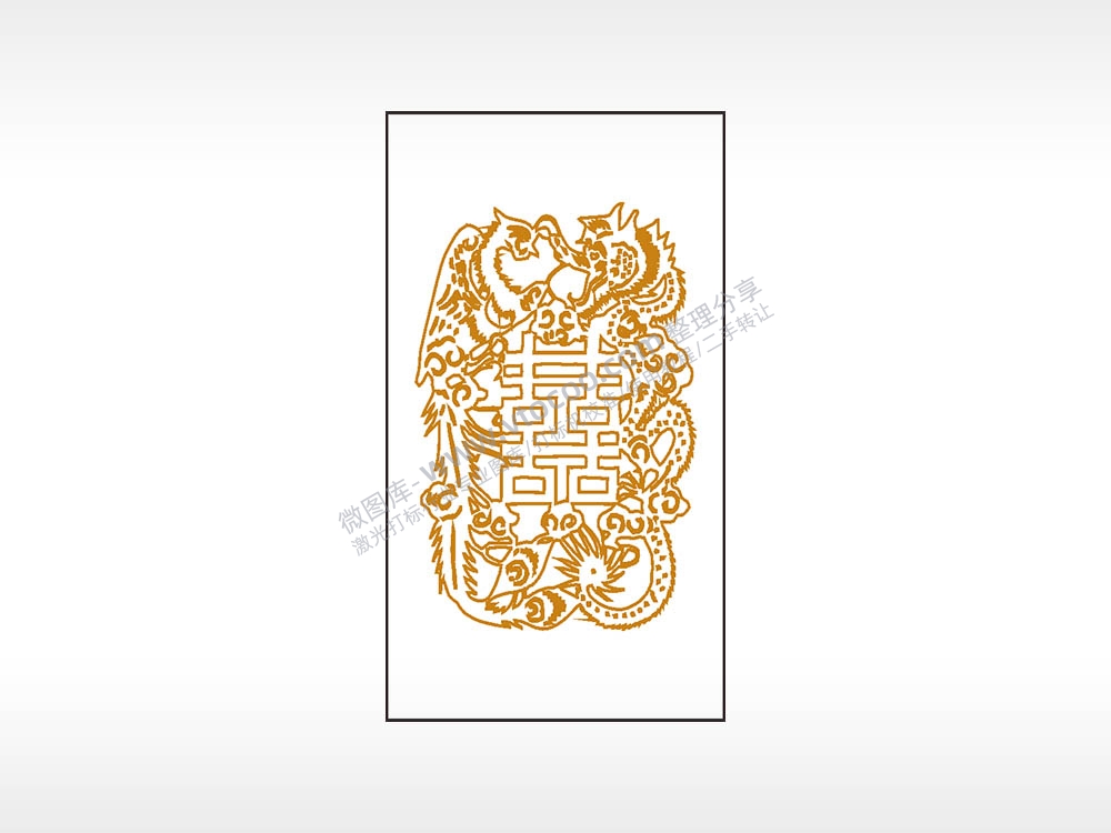 喜孔雀边框好运木牌打火机AI8.0格式激光打标文件通用矢量图