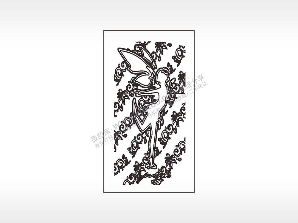 仙女植物镂空木牌打火机AI8.0格式激光打标文件通用矢量图