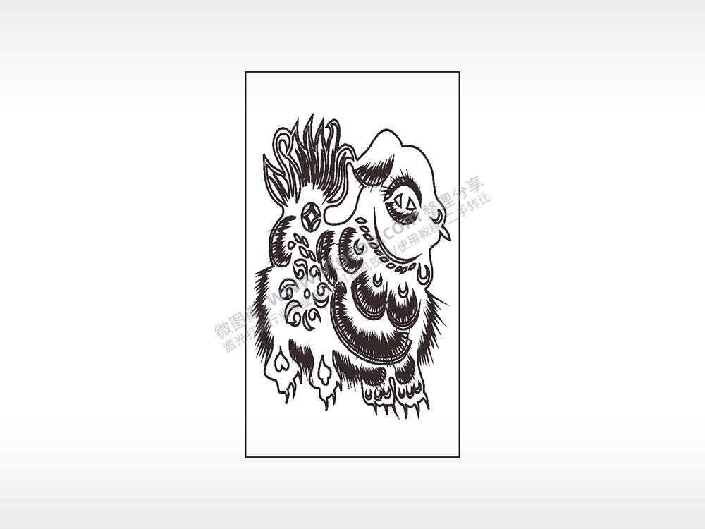 舞狮中国传统文化木牌打火机AI8.0格式激光打标文件通用矢量图