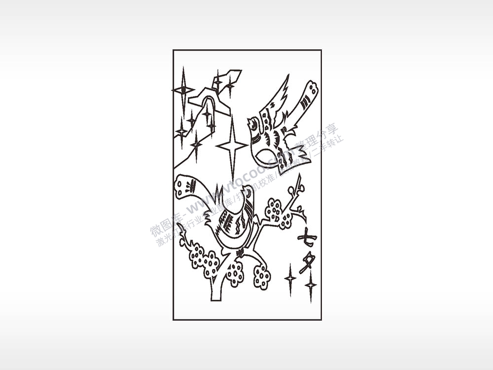 喜鹊东南飞木牌打火机AI8.0格式激光打标文件通用矢量图