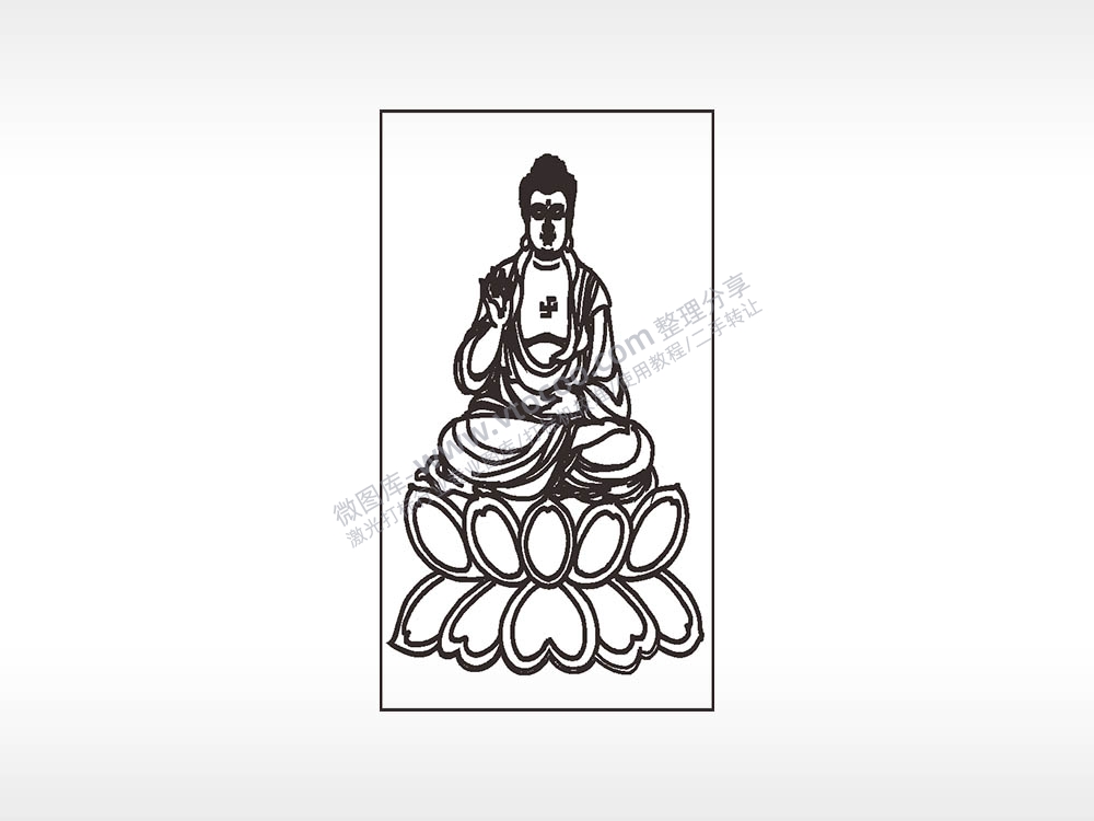 佛像简笔画木牌打火机AI8.0格式激光打标文件通用矢量图