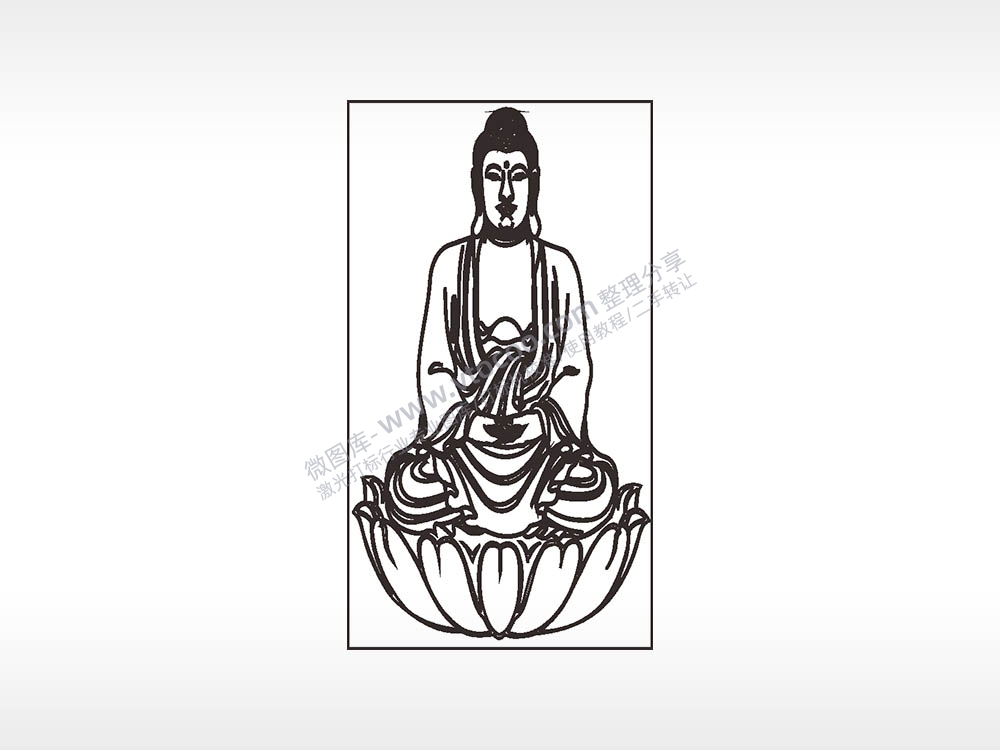 佛像简笔画木牌打火机AI8.0格式激光打标文件通用矢量图