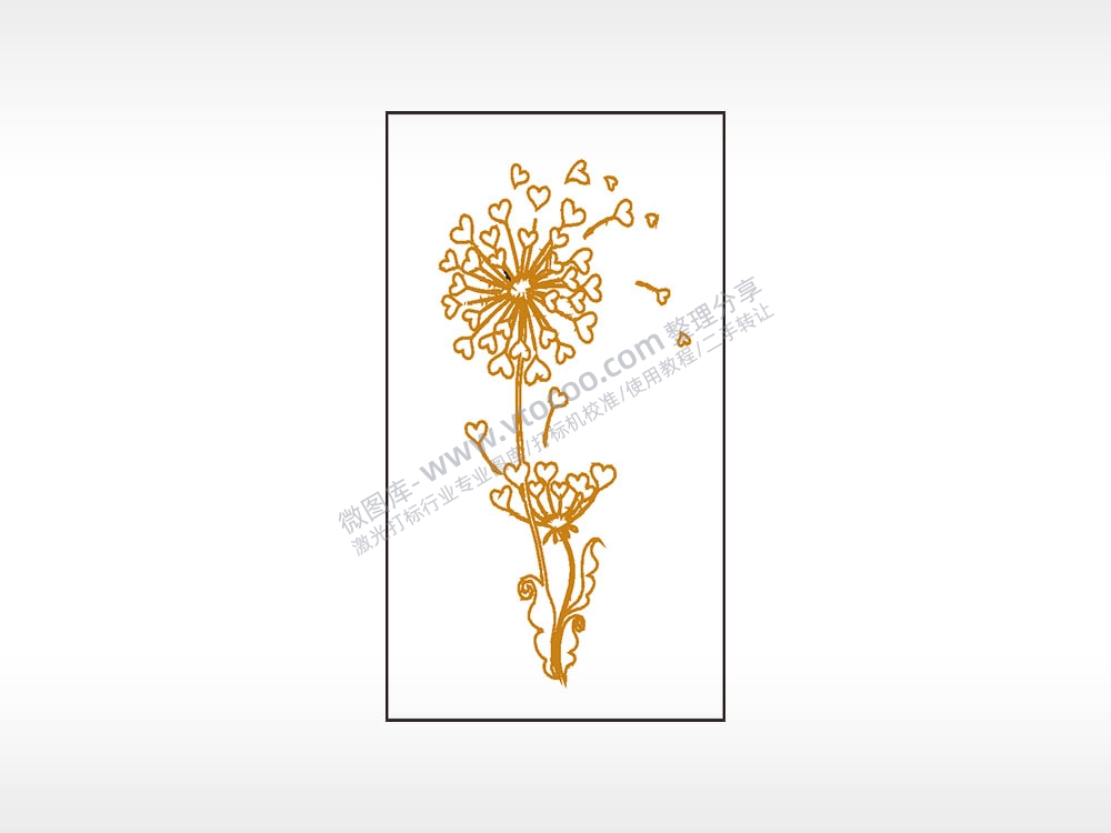 蒲公英飞舞植物木牌打火机AI8.0格式激光打标文件通用矢量图