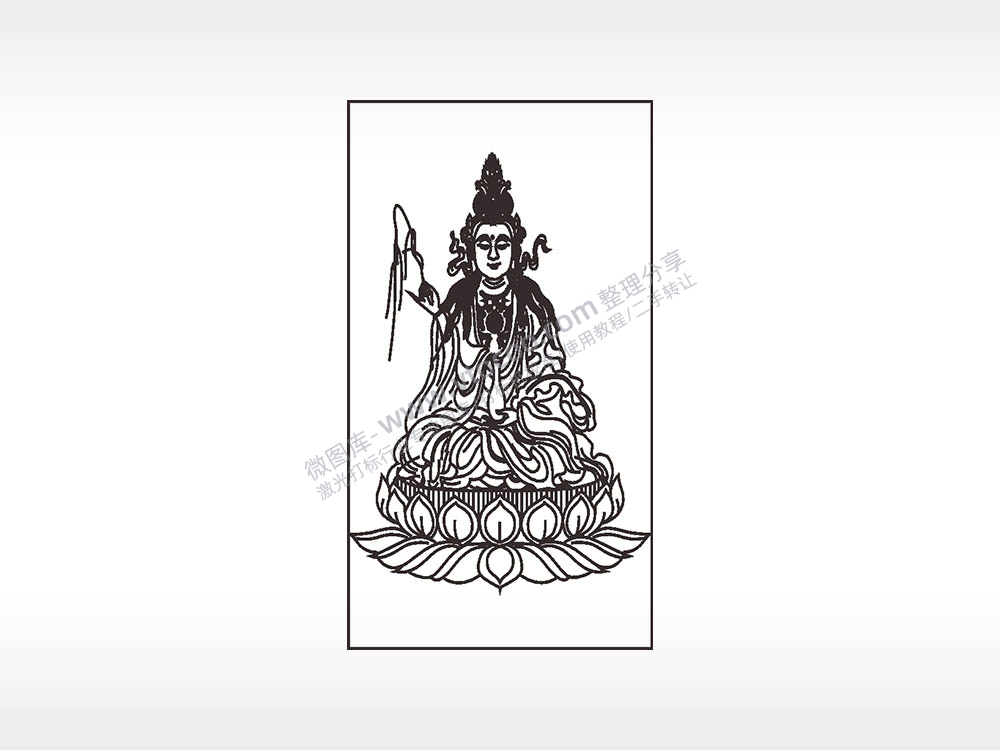 观音菩萨木牌打火机AI8.0格式激光打标文件通用矢量图