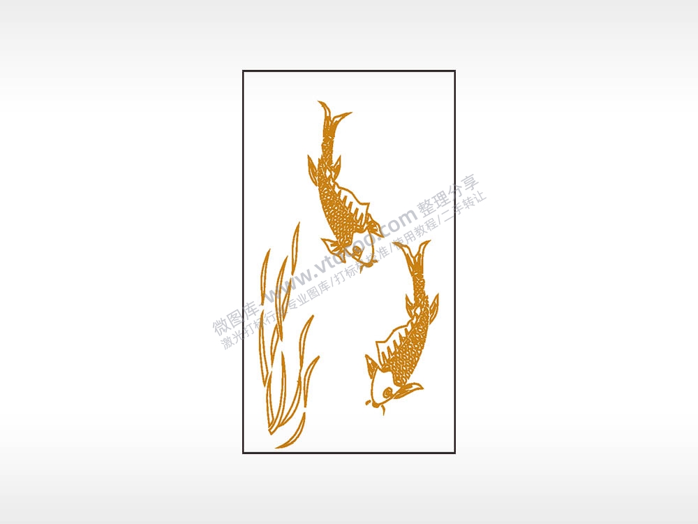 年年有鱼水草双鱼木牌打火机AI8.0格式激光打标文件通用矢量图