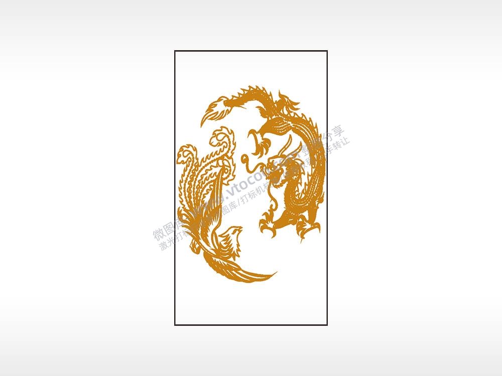 龙凤凰龙凤吉祥神话传说木牌打火机AI8.0格式激光打标文件通用矢量图