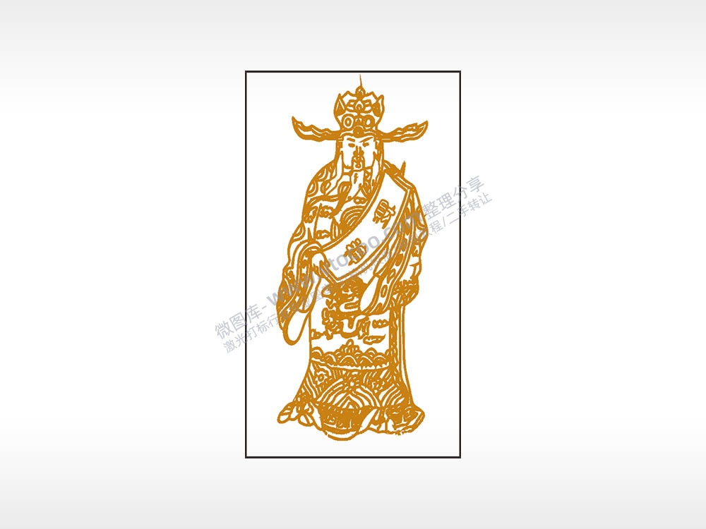 财神爷发财木牌打火机AI8.0格式激光打标文件通用矢量图