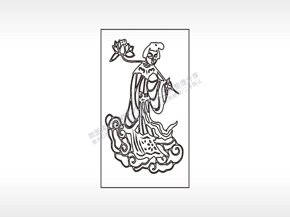 八仙过海何仙姑神仙木牌打火机AI8.0格式激光打标文件通用矢量图