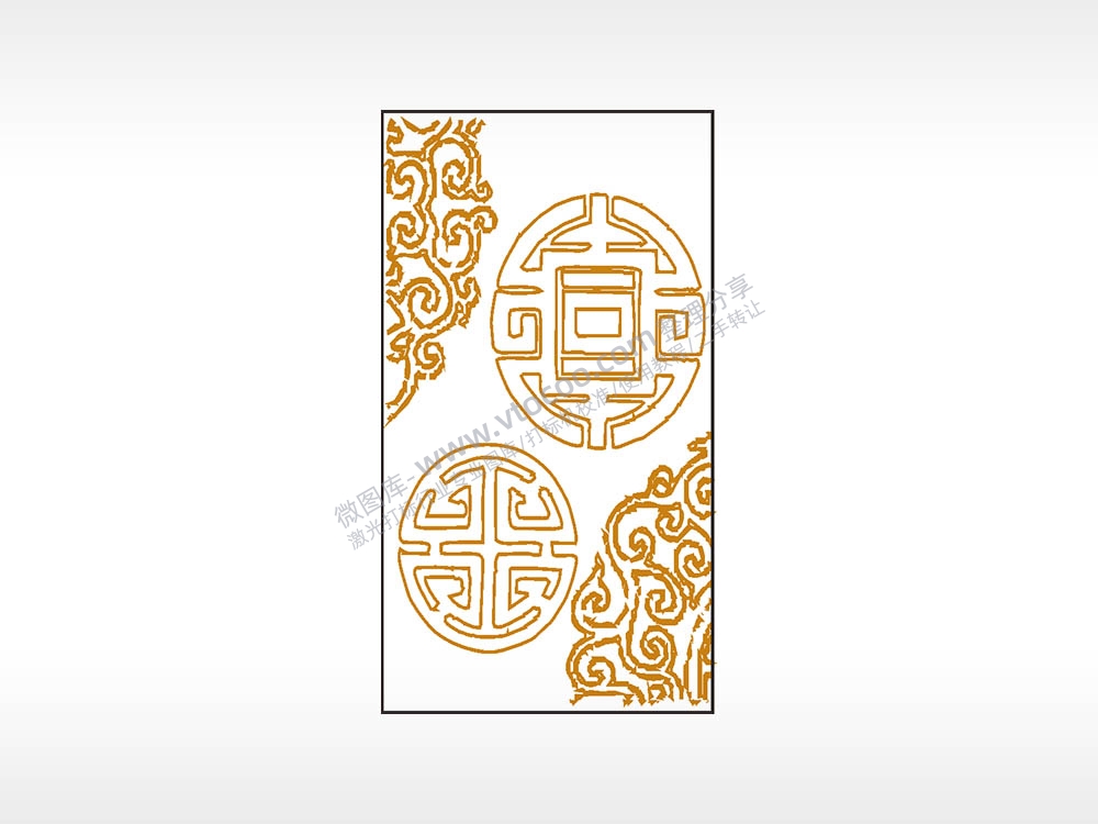 福禄寿喜财印吉祥图案木牌打火机AI8.0格式激光打标文件通用矢量图