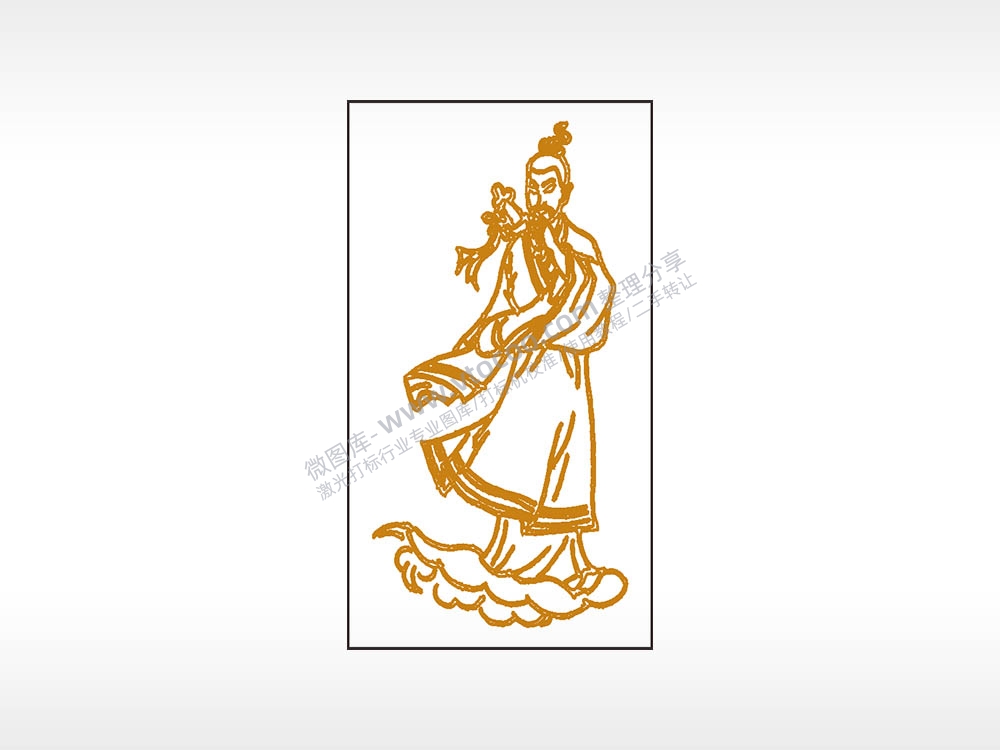 八仙过海吕洞宾神仙木牌打火机AI8.0格式激光打标文件通用矢量图